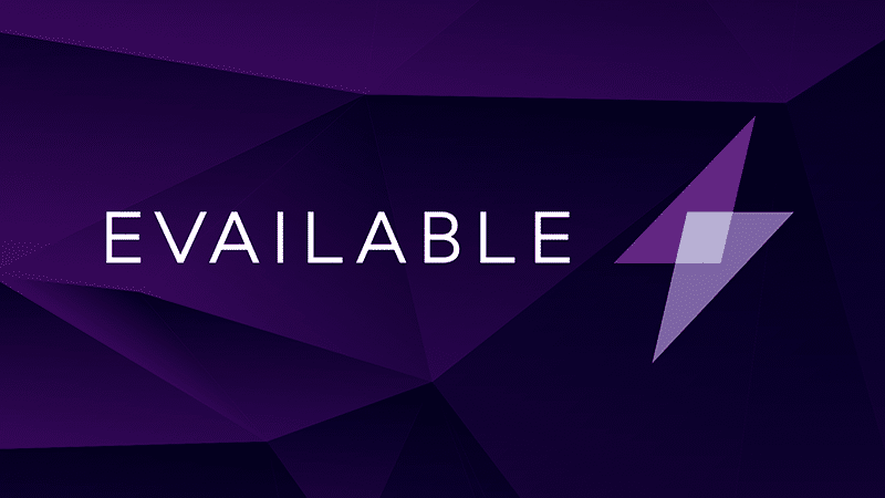 EV-Charging logo on a purple geometric background, symbolizing the future of mobility.