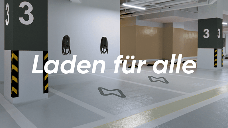 EV-Charging stations in a modern parking garage promoting eMobility for the future of mobility.