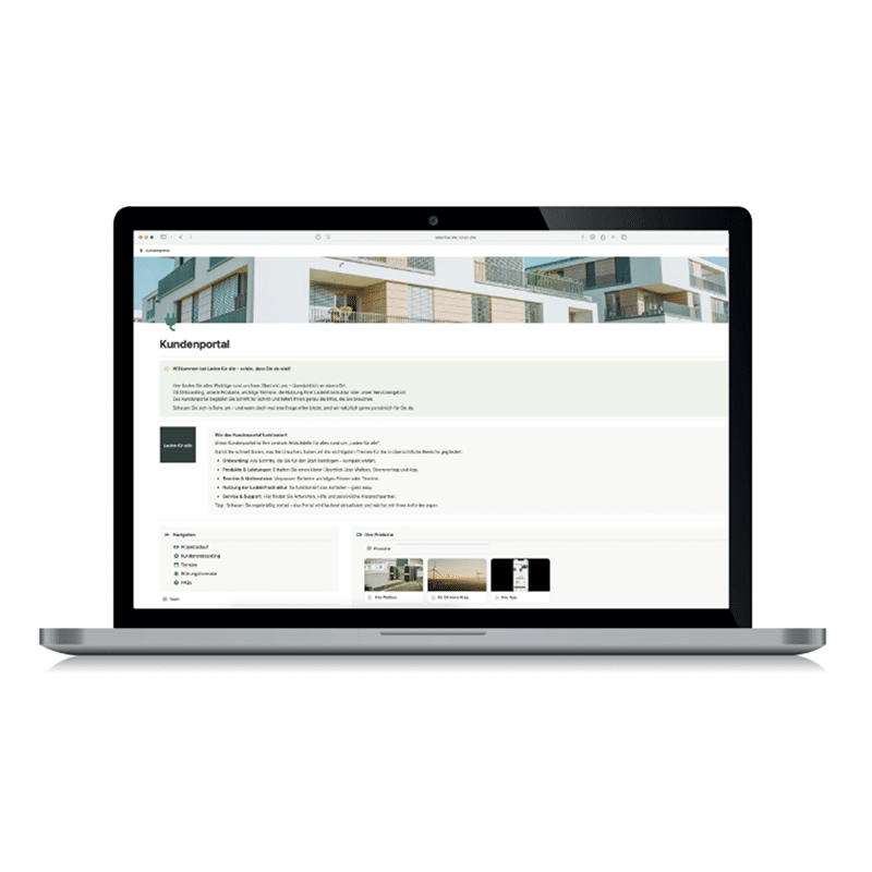 Laptop mit Kundenportal, ideal für die Verwaltung von eMobility und zukünftigen Mobilitätslösungen.