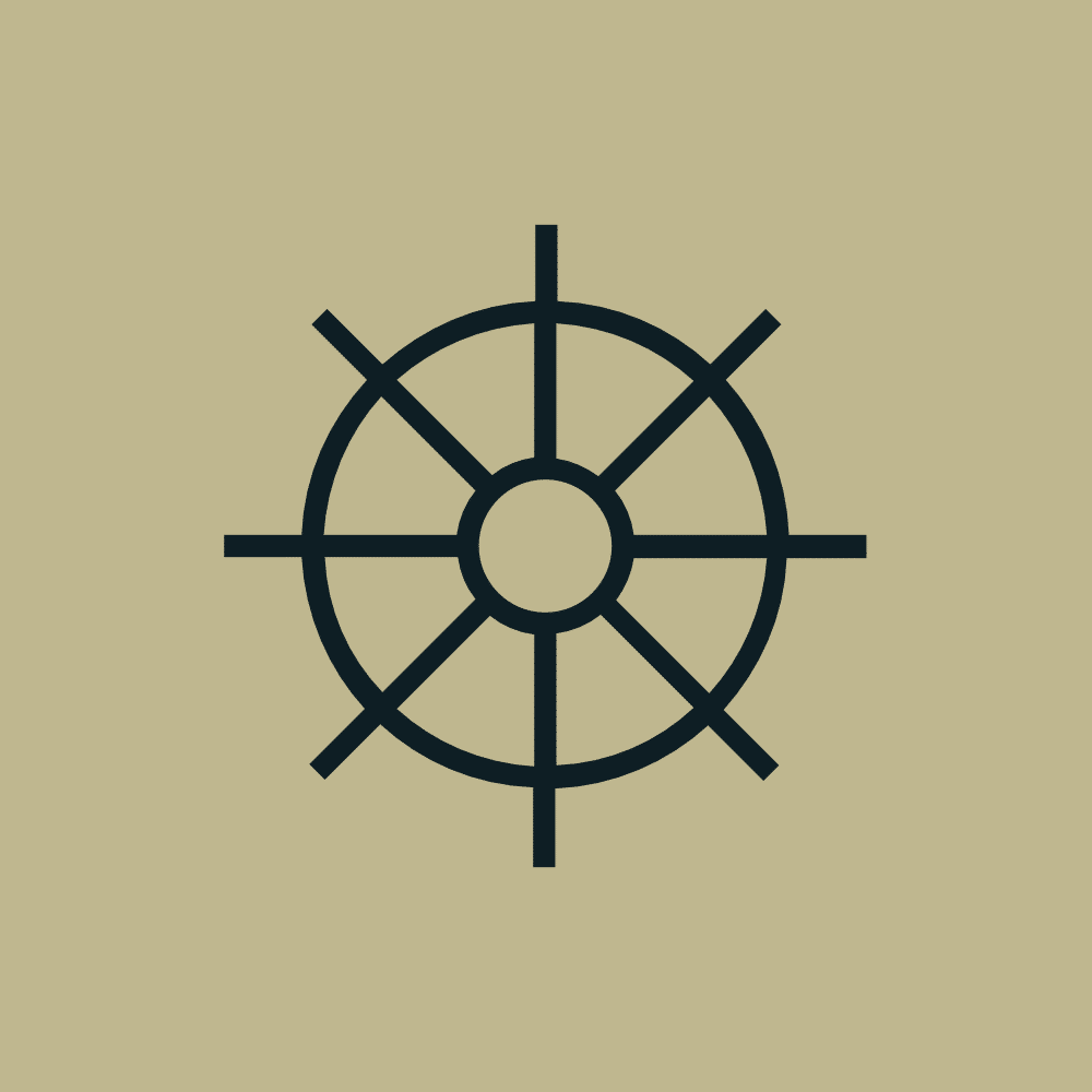 Symbol eines Schiffsruders, das Navigation und Kontrolle in der Zukunft der Mobilität symbolisiert.